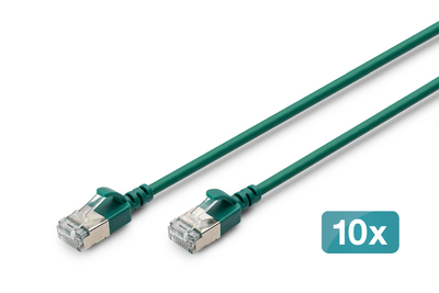 DIGITUS CAT 6A F-FTP Slim Patchkabel, 1,5 m, Grün, 10 Stück