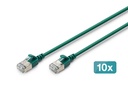 DIGITUS CAT 6A F-FTP Slim Patchkabel, 1,5 m, Grün, 10 Stück