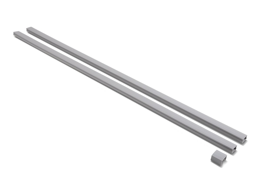 Delock Kabelkanal - self-adhesive with sliding cover, 30 x 14 mm incl. connector - Montage an Fußleiste, Deckenmontage möglich, Tisch montierbar, montierbare Möbel, geeignet für Wandmontage - Grau - 1 m (Packung mit 2)