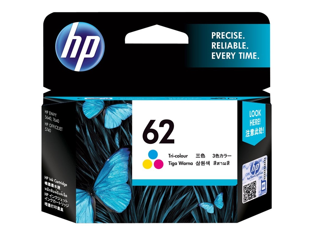HP 62 Tri-Color Original Ink Cartridge - Original - Tintenpatrone