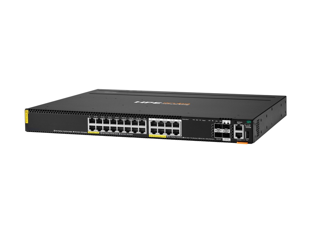 HPE Aruba Networking CX 6300M 16p 1G 8p Smart Rate 10G Class8 PoE 2p SFP56 50G 2p SFP28 25G - Switch - L3 Erweitert - managed - 16 x 10/100/1000 (PoE++)