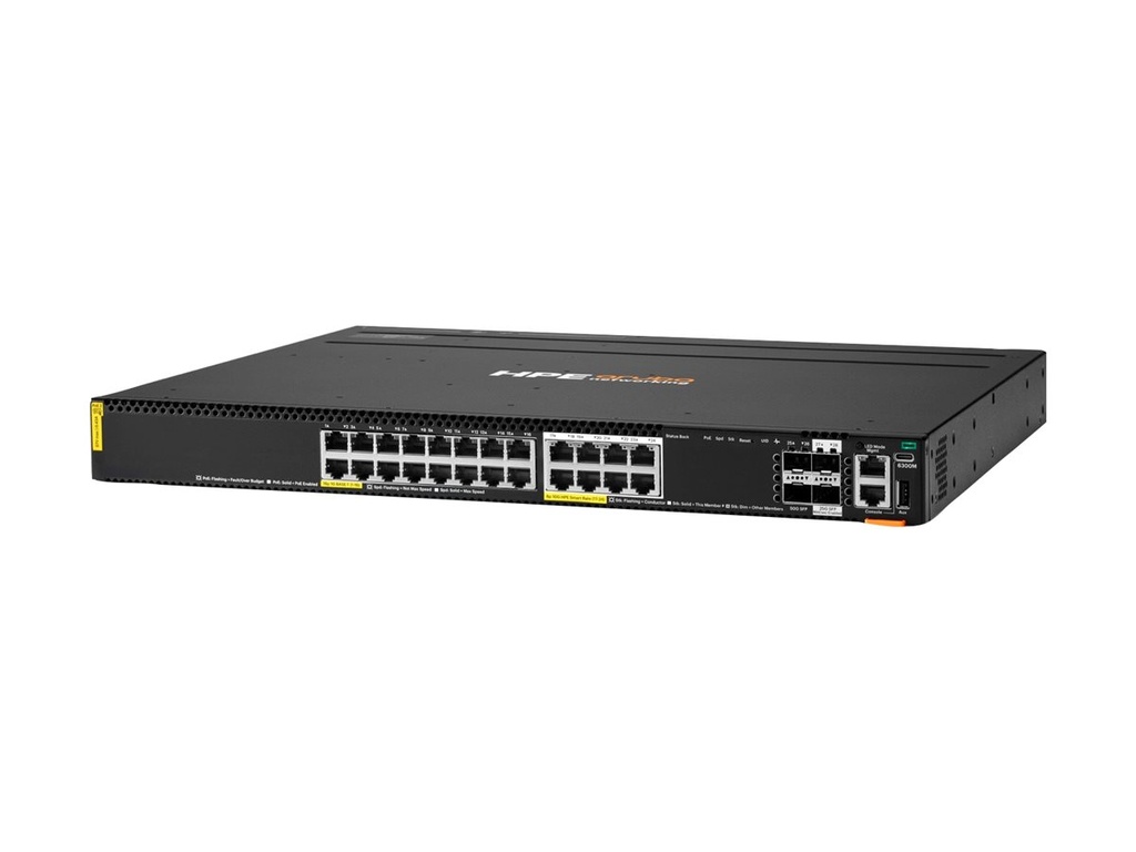 HPE Aruba Networking CX 6300M 16p 1G 8p Smart Rate 10G Class8 PoE 2p SFP56 50G 2p SFP28 25G - Switch - L3 Erweitert - managed - 16 x 10/100/1000 (PoE++)