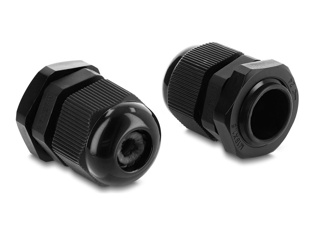 Delock Kabelverschraubung - M18 x 1.5 mm - Jet Black, RAL 9005 (Packung mit 10)