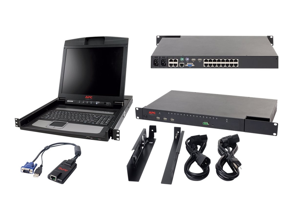 APC 2x1x16 IP KVM with APC 17" Rack LCD - KVM-Konsole mit KVM-Switch - 16 Anschlüsse - PS/2, USB - 43.2 cm (17")