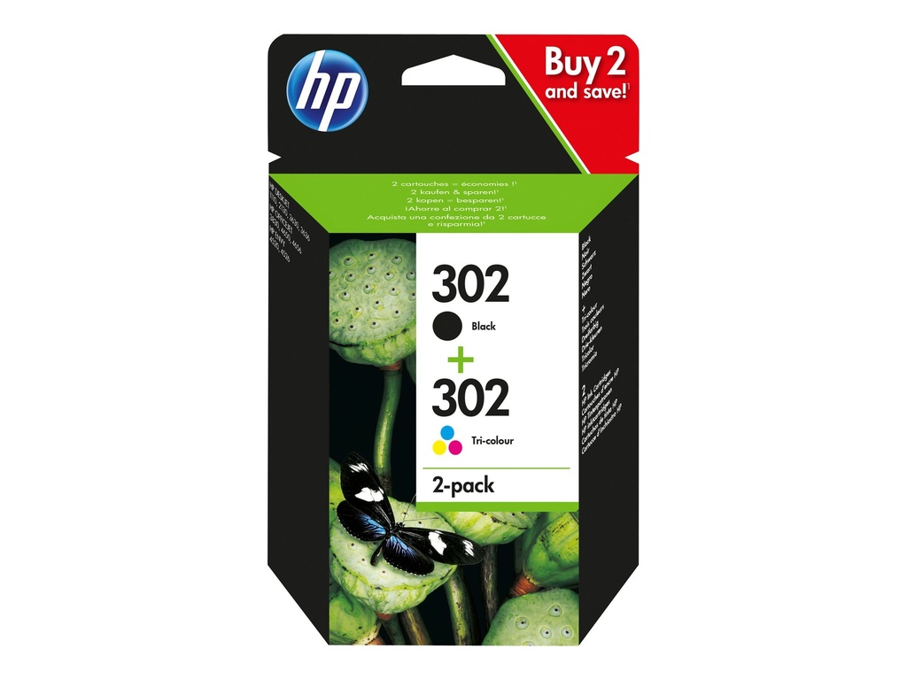 HP 302 - 2er-Pack - Schwarz, Farbe (Cyan, Magenta, Gelb)