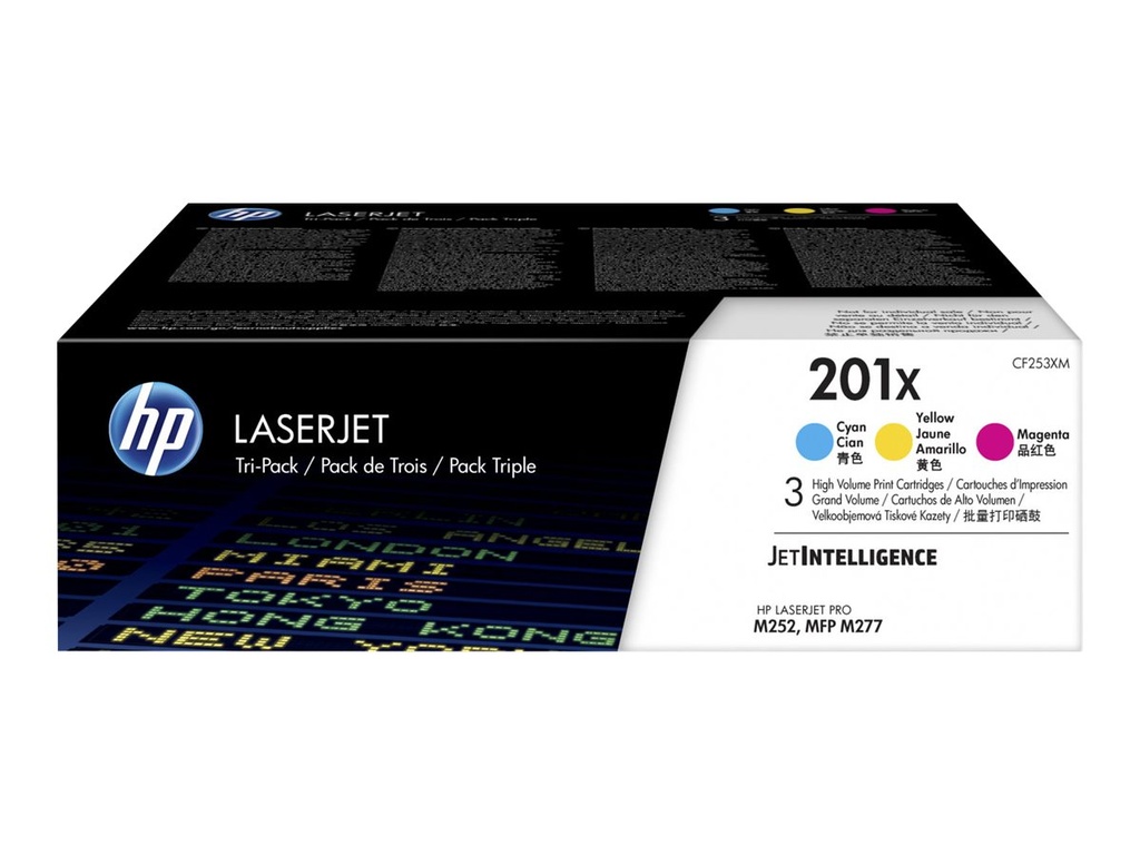 HP 201X - 3er-Pack - Hohe Ergiebigkeit - Gelb, Cyan, Magenta - Original - LaserJet - Tonerpatrone (CF253XM)