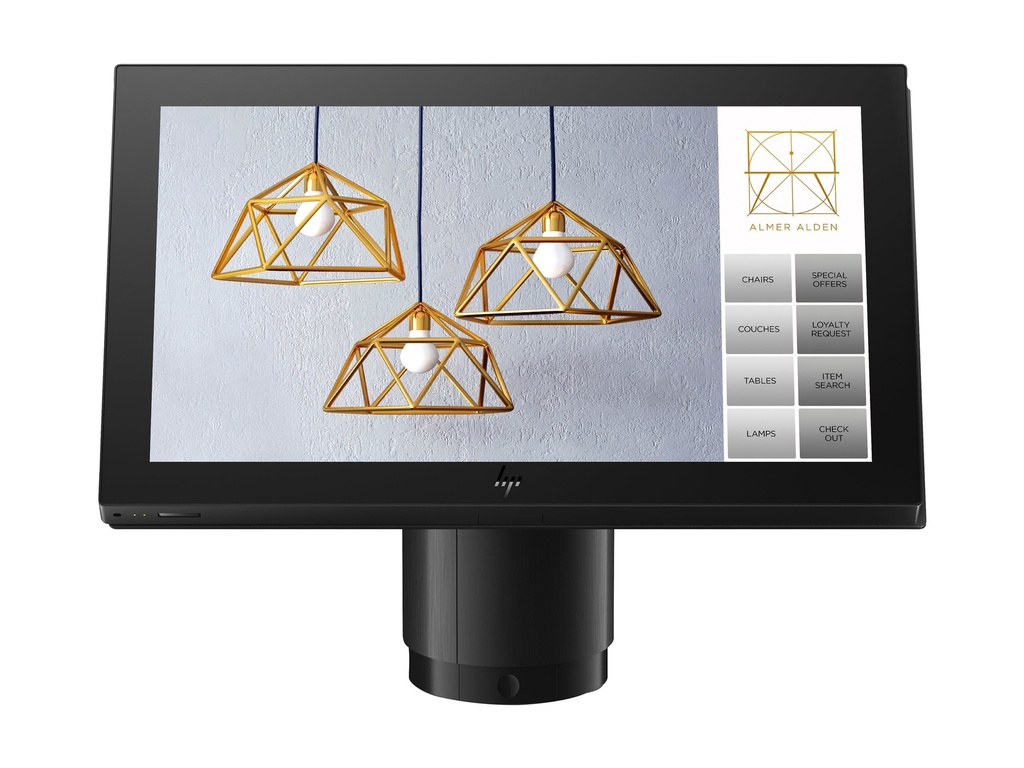 HP Engage One Pro - All-in-One (Komplettlösung) - 1 x Core i3 10100E / 3.2 GHz - RAM 8 GB - SSD 256 GB - NVMe, TLC - UHD Graphics 630 - 1GbE, Wi-Fi 6 - WLAN: Bluetooth 5.0, 802.11a/b/g/n/ac/ax - Win 10 IoT Enterprise 2019 LTSC 64-bit - Monitor: LED 39.6 cm (15.6")