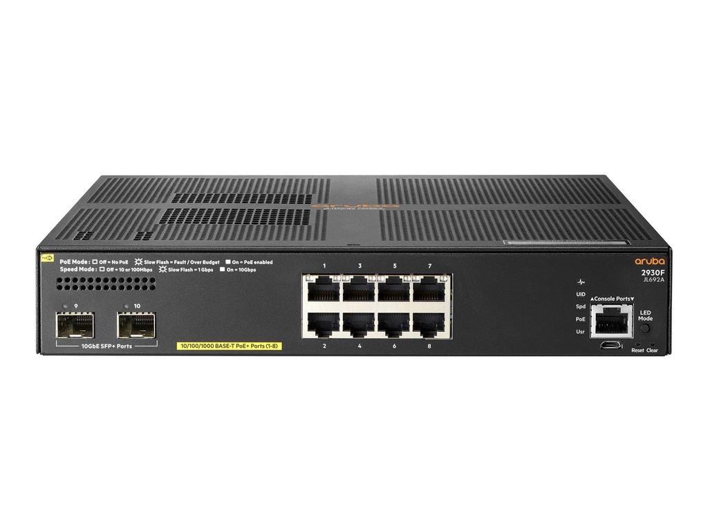 HPE Aruba 2930F 8G PoE+ 2SFP+ TAA - Switch - L3 - managed - 8 x 10/100/1000 (PoE+)