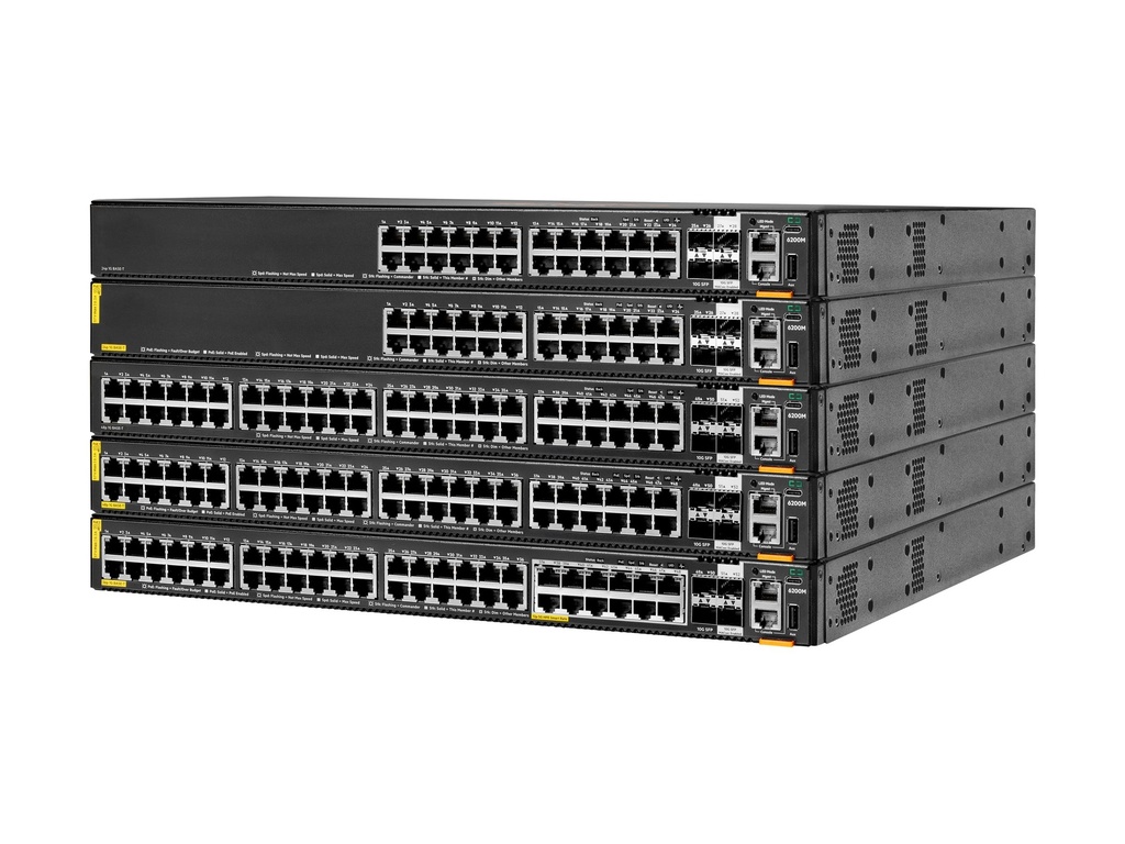 HPE Aruba Networking CX 6200M 36G 12SR5 Class6 PoE 4SFP+ Switch - Switch - max. Stapelentfernung 10 km - L3 - managed - 36 x 10/100/1000 (4PPoE)