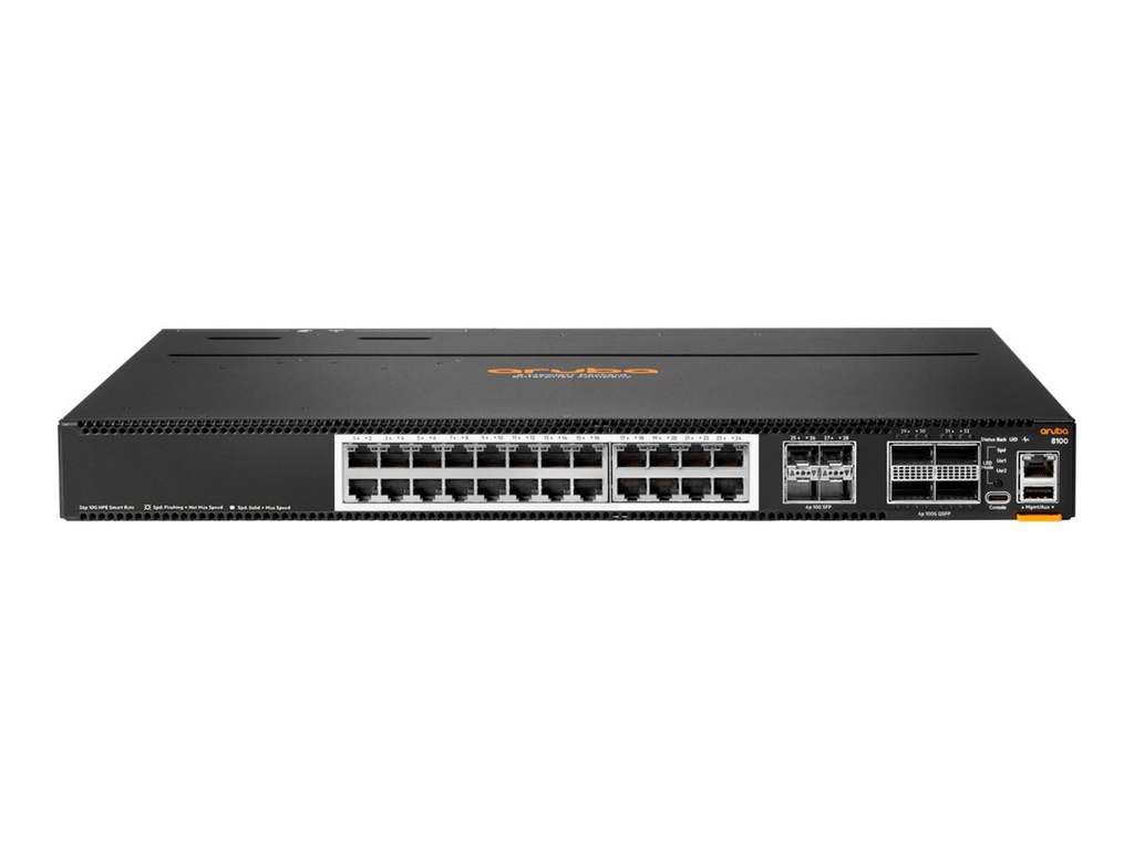 HPE Aruba Networking CX 8100 24x10GBase-T 4x10G SFP+ 4x40/100G QSFP28 Switch
