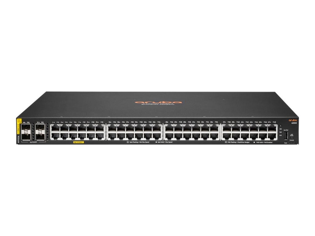 HPE Aruba Networking CX 6000 48G Class4 PoE 4SFP 740W Switch - Switch - L3 - managed - 48 x 10/100/1000 (PoE+)