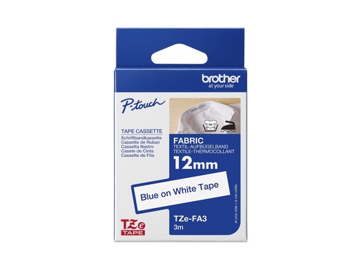 [TZEFA3] Brother TZe fa3 - Gewebeband - blau auf weiß - Rolle 1.2 cm x 3 m - 1 n - Original - Schriftband