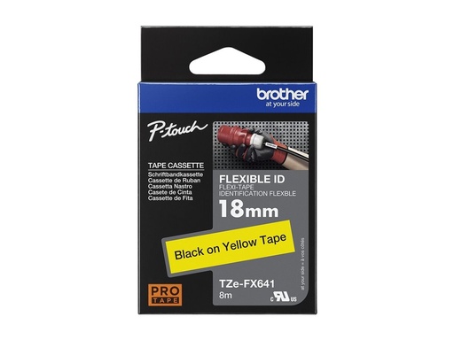 [TZEFX641] Brother TZe-FX641 - Schwarz auf Gelb - Rolle (1,8 cm x 8 m)