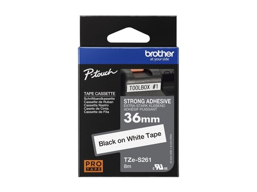 [TZES261] Brother TZe-S261 - Extra starker Klebstoff - Schwarz auf Weiß - Rolle (3,6 cm x 8 m)