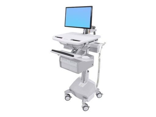 [SV44-12C2-2] Ergotron Cart with LCD Arm, LiFe Powered, 2 Tall Drawers - Wagen - offene Architektur - für LCD-Display / PC-Ausrüstung - verriegelbar - Aluminium, verzinker Stahl, hochwertiger Kunststoff - Bildschirmgröße: bis zu 61 cm (bis zu 24 Zoll)