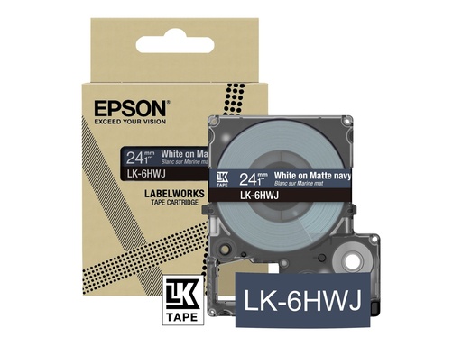 [C53S672086] Epson LabelWorks LK-6HWJ - Weiß auf mattem Marineblau - Rolle (2,4 cm x 8 m)