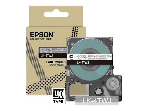 [C53S672068] Epson LabelWorks LK-4TWJ - Weiß auf Matt-Transparent - Rolle (1,2 cm x 8 m)