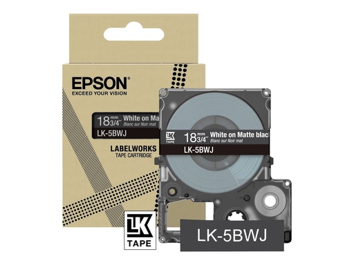 [C53S672083] Epson LabelWorks LK-5BWJ - Weiß auf mattem Schwarz - Rolle (1,8 cm x 8 m)