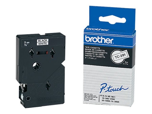 [TC291] Brother Schwarz, weiß - Rolle (0,9 cm) 1 Kassette(n)