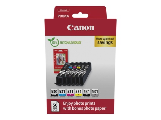[6117C004] Canon PGI-530/CLI-531 PGBK/C/M/Y/BK/GY Photo Value Pack