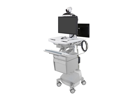 [SV44-57T1-C] Ergotron Wagen (nur Laden) - offene Architektur - für LCD-Display / PC-Ausrüstung - verriegelbar - medizinisch - Kunststoff, Aluminium, verzinker Stahl - Grau, weiß, Polished Aluminum - Bildschirmgröße: bis zu 61 cm (bis zu 24 Zoll)