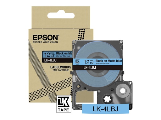 [C53S672080] Epson LabelWorks LK-4LBJ - Schwarz auf Mattblau - Rolle (1,2 cm x 8 m)
