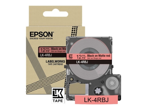 [C53S672071] Epson LabelWorks LK-4RBJ - Schwarz auf Mattrot - Rolle (1,2 cm x 8 m)