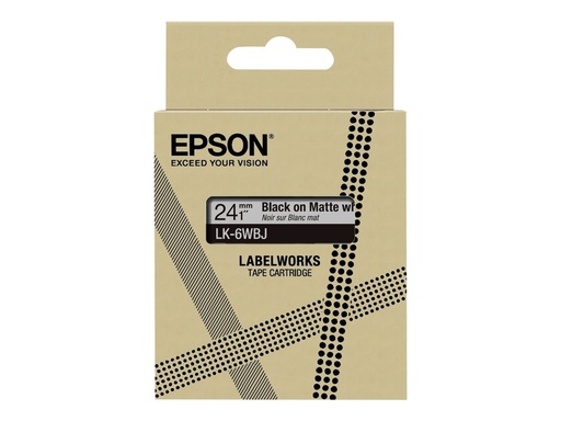 [C53S672064] Epson LabelWorks LK-6WBJ - Schwarz auf matt Weiß - Rolle (2,4 cm x 8 m)