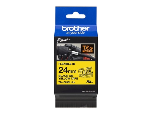 [TZEFX651] Brother TZe-FX651 - Schwarz auf Gelb - Rolle (2,4 cm x 8 m)