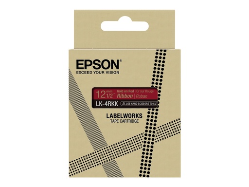 [C53S654033] Epson LabelWorks LK-4RKK - Seidig - Gold auf Rot - Rolle (1,2 cm x 5 m)