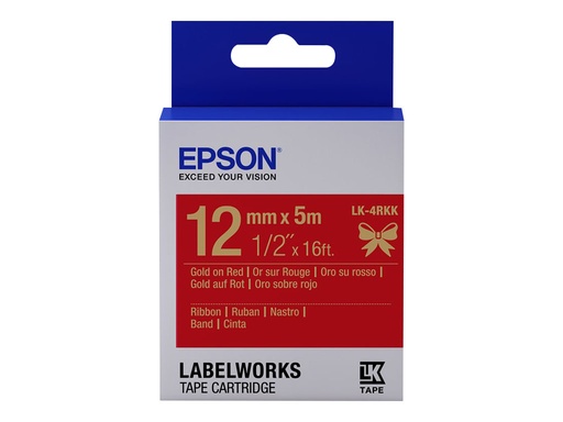 [C53S654033] Epson LabelWorks LK-4RKK - Seidig - Gold auf Rot - Rolle (1,2 cm x 5 m)