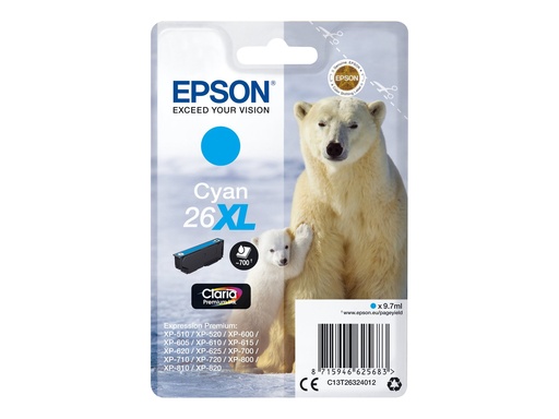[C13T26324012] Epson 26XL - 8.7 ml - XL - Cyan - original