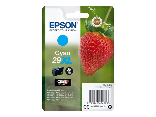 [C13T29924012] Epson 29XL - 6.4 ml - XL - Cyan - Original - Blisterverpackung