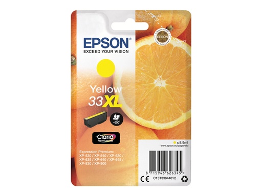 [C13T33644012] Epson 33XL - 8.9 ml - XL - Gelb - Original - Blisterverpackung