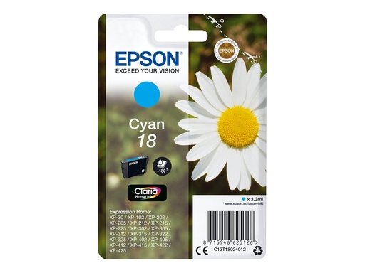 [C13T18024012] Epson 18 - 3.3 ml - Cyan - Original - Tintenpatrone