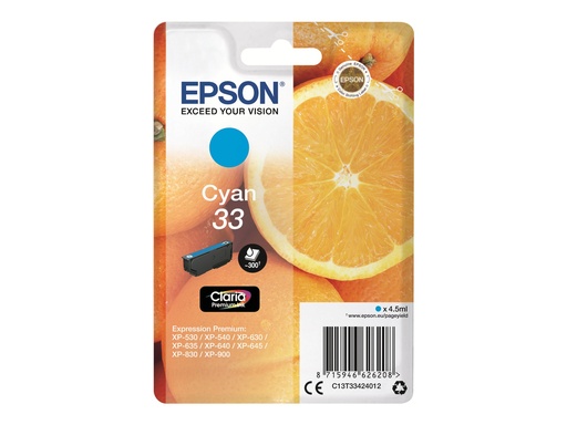 [C13T33424012] Epson 33 - 4.5 ml - Cyan - original - Blisterverpackung