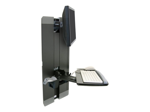 [60-609-195] Ergotron Befestigungskit (Wandmontage, Tastaturarm, Handgelenkkissen, Maushalterung, vertikale Verstellschiene) - für LCD-Display / PC-Ausrüstung - Patientenzimmer - Stahl - Schwarz - Bildschirmgröße: 61 cm (24")