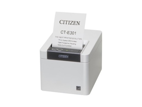 [CTE301XXEWX] Citizen CT-E301 USB 8 Punkte/mm Cutter weiß - POS-Drucker - Thermotransferdruck