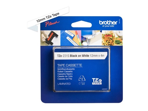 [TZE231S] Brother TZe-231S2 - Schwarz auf Weiß - Rolle (1,2 cm x 4 m)
