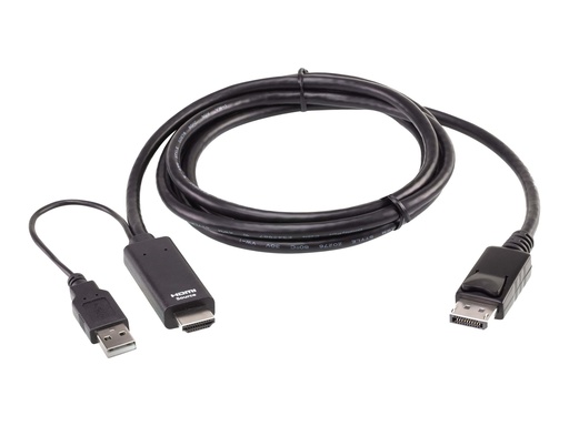 [2L-7D02HDP] ATEN Adapterkabel - DisplayPort männlich zu USB, HDMI männlich - 1.8 m - Schwarz - unterstützt 4K 60 Hz (4096 x 2160)
