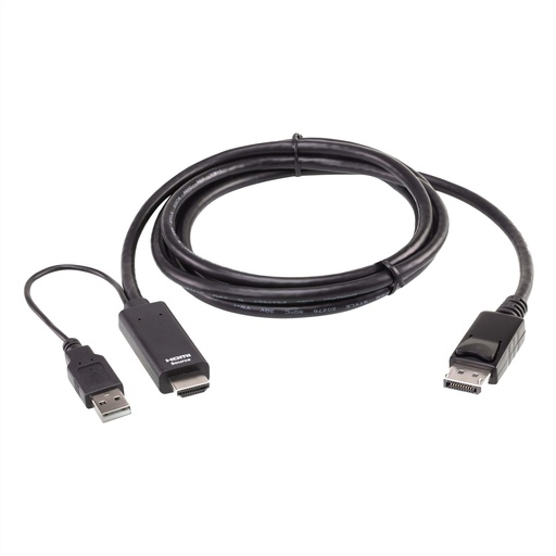 [2L-7D02HDP] ATEN True 4K 1.8M HDMI zu DisplayPort-Kabel - 1,8 m - HDMI + USB - DisplayPort - Männlich - Männlich - Gerade
