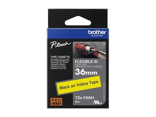 [TZEFX661] Brother TZe-FX661 - Schwarz auf Gelb - Rolle (3,6 cm x 8 m)