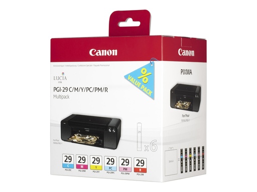[4873B005] Canon PGI-29 CMY/PC/PM/R Multipack - Gelb, Cyan, Magenta, Rot, Photo Cyan, Photo Magenta