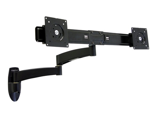 [45-231-200] Ergotron 200 Series - Befestigungskit (Wandbefestigung, Doppelgelenkarm, Querstange, 2 Aufsätze, 2 VESA-Adapter) - einstellbarer Arm - für 2 LCD-Displays - Stahl - Schwarz - Bildschirmgröße: bis zu 55,9 cm (bis zu 22 Zoll)