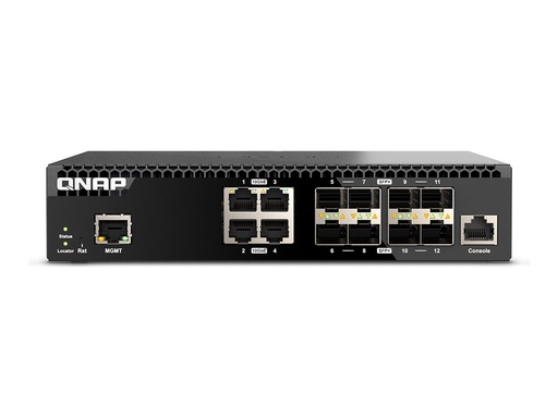 [QSW-M3212R-8S4T] QNAP QSW-M3212R-8S4T - Switch - managed - 4 x 100/1000/2.5G/5G/10GBase-T + 8 x 10Gb Ethernet SFP+