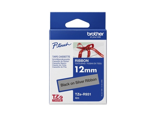 [TZER931] Brother TZe-R931 - Seidig - Schwarz auf Silber - Rolle (1,2 cm x 4 m)