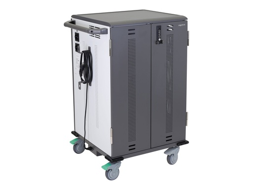 [YESMOR36-2] Ergotron YES36 - Wagen (nur Laden) - für 36 Tablets / Notebooks - EU - verriegelbar - konturiertes Holz, thermoplastische Vinyl-Laminat, 14er Stahl, 16er Stahl, 18er Stahl - weiß, Grau - Bildschirmgröße: bis zu 35,6 cm (bis zu 14")