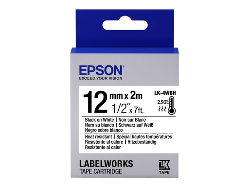 [C53S654025] Epson LabelWorks LK-4WBH - Schwarz auf Weiß - Rolle (1,2 cm x 2 m)