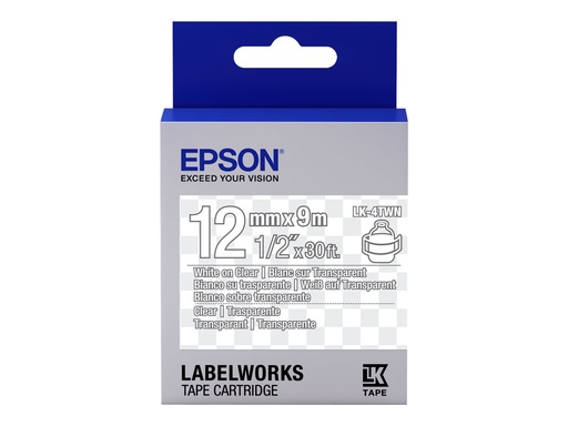 [C53S654013] Epson LabelWorks LK-4TWN - White on Transparent - Rolle (1,2 cm x 2,9 m)