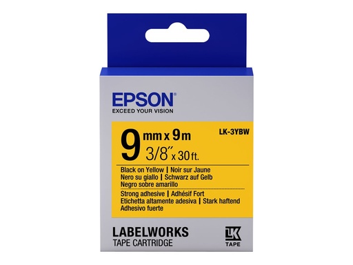 [C53S653005] Epson LabelWorks LK-3YBW - Stark klebend - Schwarz auf Gelb - Rolle (9 cm x 9 m)